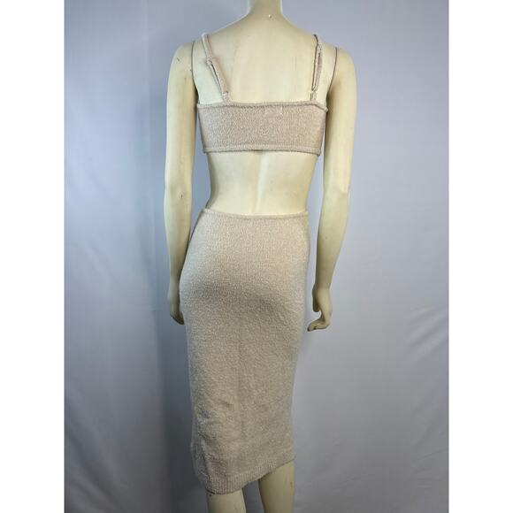 Pink Lily Cutout Bodycon midi crem dress size small - Picture 8 of 13